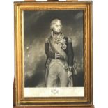 A framed early 19th century engraved portrait of Admiral Lord Nelson after the painting by William