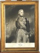 A framed early 19th century engraved portrait of Admiral Lord Nelson after the painting by William