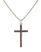 A 9ct gold Latin cross pendant, on a box chain.