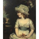 British School, a portrait of a young girl in landscape in the style of Joshua Reynolds.