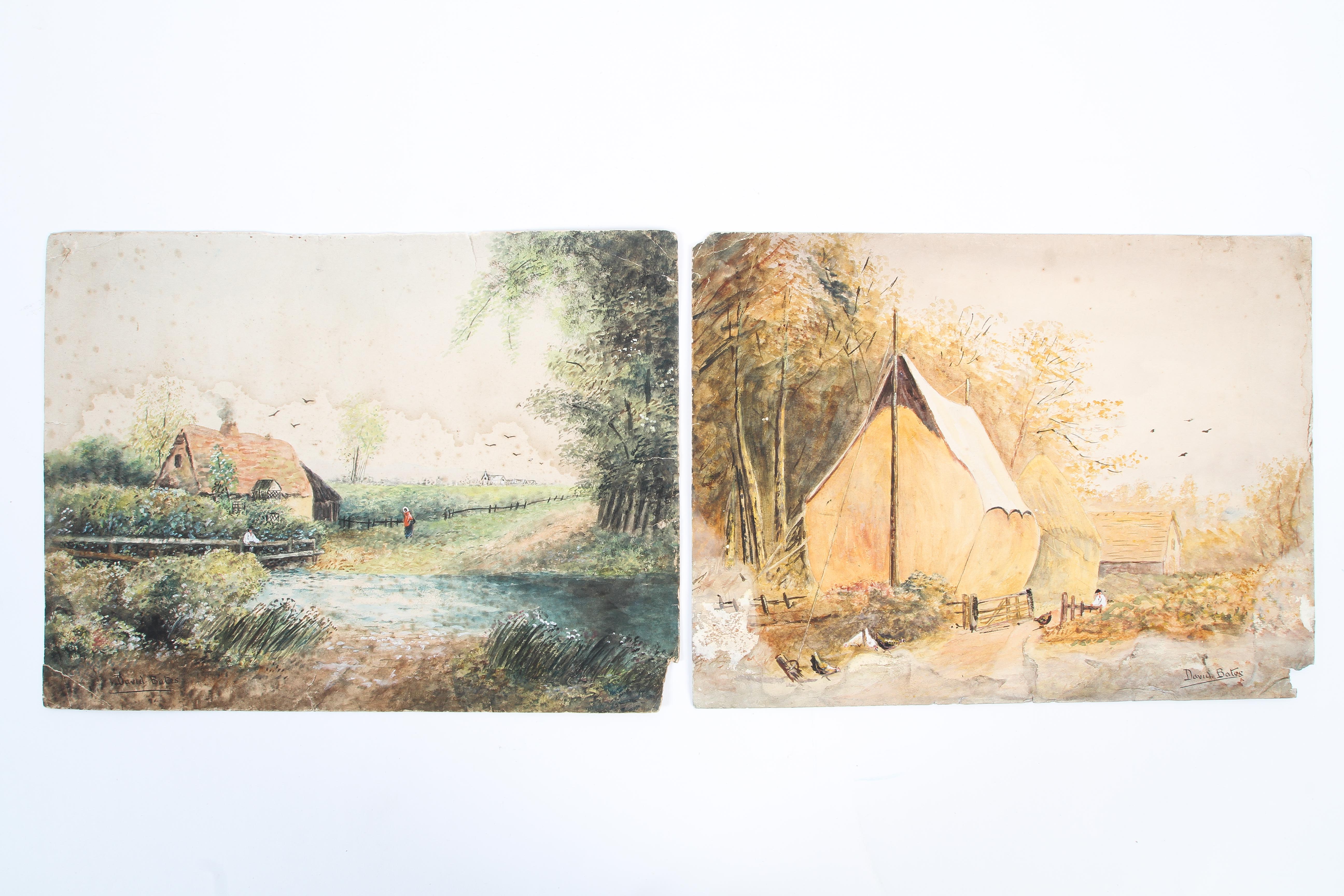 Two David Bates (1840/41-1921) watercolours on paper. - Image 3 of 3