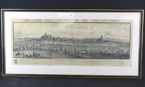 A print of 'The North West prospect of the city of Wells'.