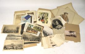 A collection of pencil drawings, watercolours and engravings.