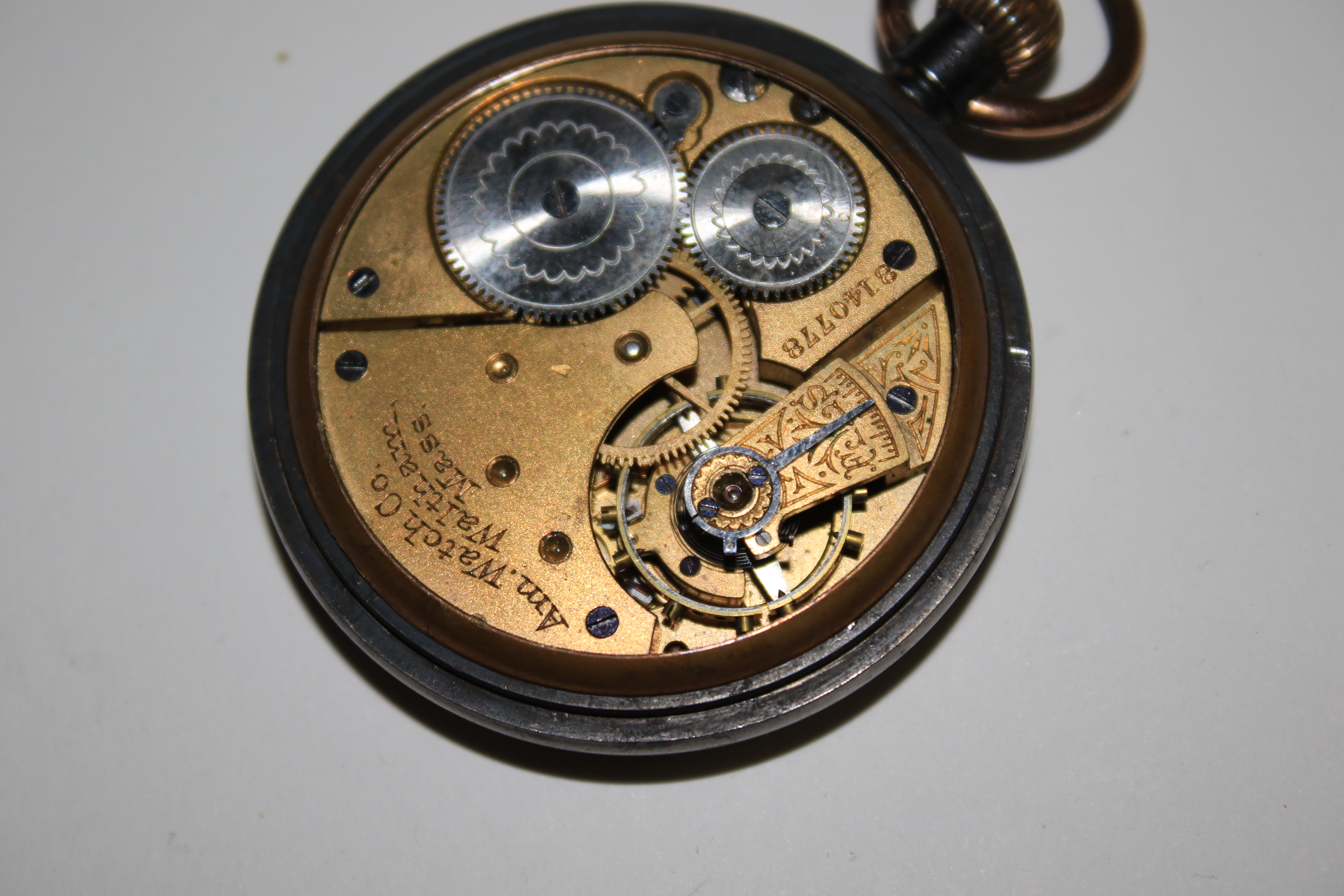 A silver cased open faced pocket watch and another pocket watch. - Image 3 of 3