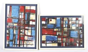 J Bahircahmad (Ethiopian, 21st Century), two large geometric abstract oils.