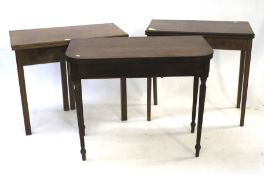 Three 19th century and later folding tea tables.