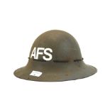 A WWII British Auxiliary Fire Service steel helmet.