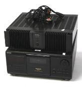A Rotel six channel power amplifier RMB-1066 and a Sony mega storage 200CD