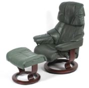 A vintage Stressless chair and foot stool.