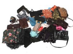 An assortment of ladies bags and other items.