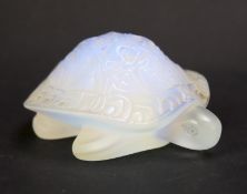 A contemporary Lalique opalescent glass figure of tortoise.