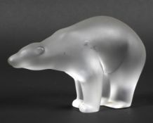 A Baccarat frosted glass model of a polar bear.