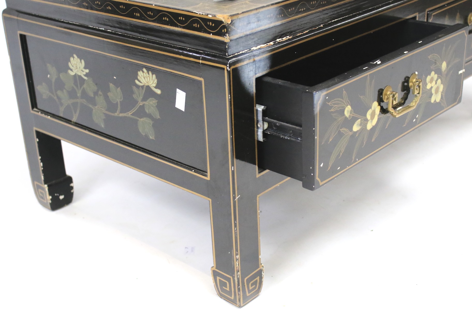 A 20th century black painted Chinese table. - Image 2 of 2