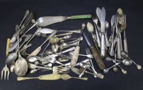 An assortment of silver plated flatware.