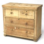 A 20th century pine chest of drawers.