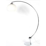 A large retro chrome adjustable arc floor lamp.