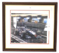 A signed limited edition print depicting a F1 Grand Prix scene.