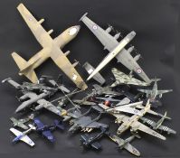 A large collection of plastic model aircraft.