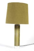 A retro 1960s/70s chrome and green fabric mounted large table lamp and shade.