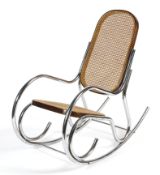 A vintage chromed Thonet style rocking chair.