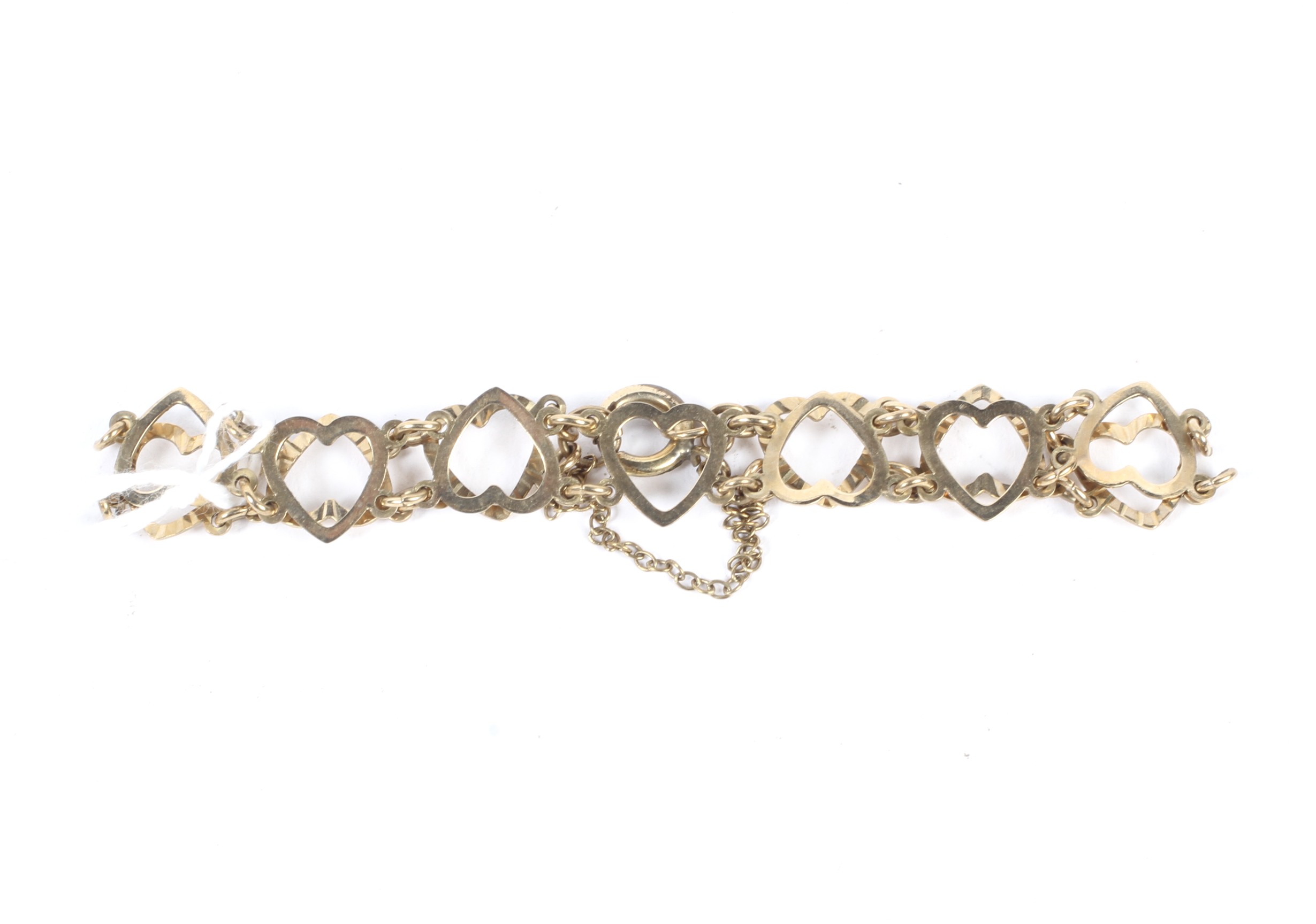 A 9ct gold heart link bracelet. Approximately 4.