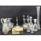 An assortment of 19th century and later cut and engraved glassware.