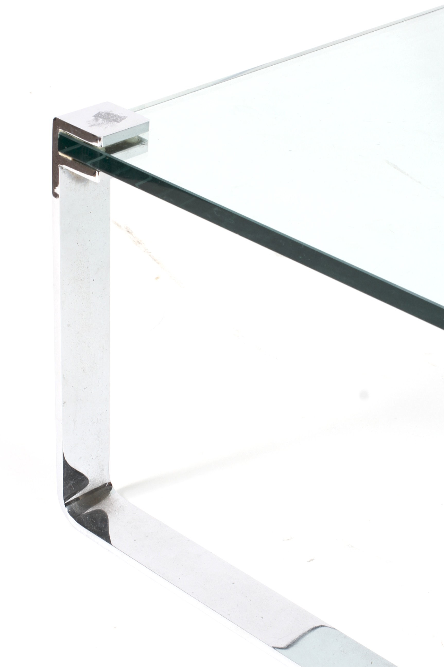 A large circa 1970s chrome and heavy glass coffee table. - Image 2 of 2