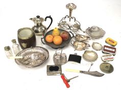 Assorted silver plated wares and other items.