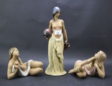 Three Lladro figures of ladies. Comprising; 2414, 2323 and 2413 (the latter being AF) largest 35.