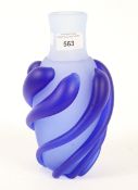 A signed Kosta Boda blue glass vase by Bertil Vallien.