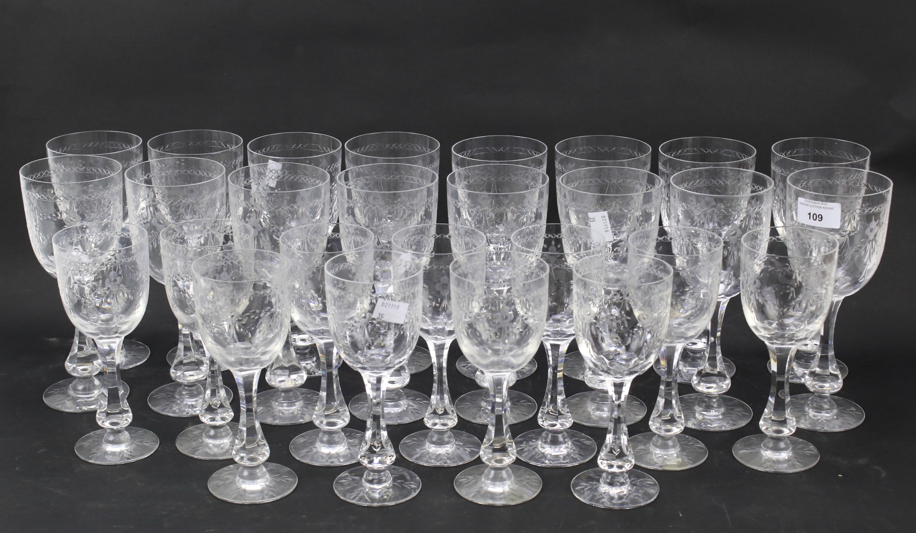 A set of contemporary wine glasses.