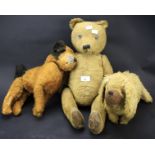 Three antique stuffed toys.