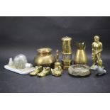 An assortment of brass and collectables.