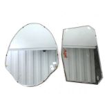 Two 20th century frameless bevelled edge mirrors.