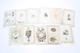 A collection of Victorian paper lace valentine cards.