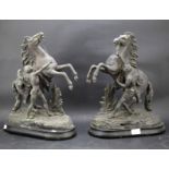 A pair of late 19th century spelter figures of Marley horses.