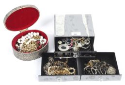 Assorted costume jewellery, in two boxes.