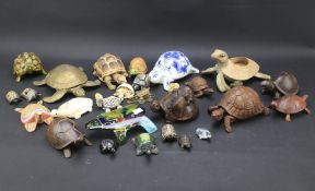 A large collection of model turtles.