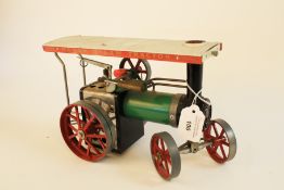 Mamod TE1A model steam tractor in green, black and red.