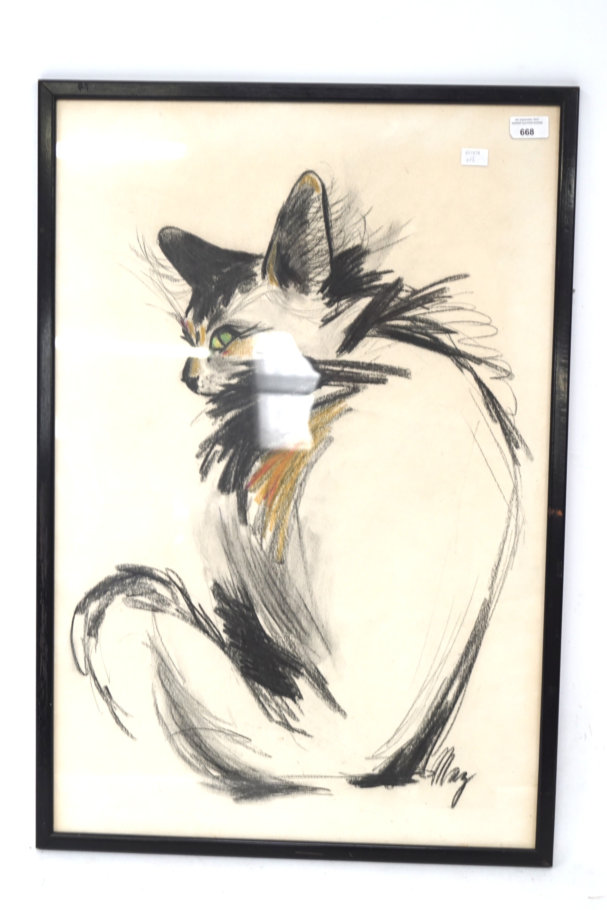 A 20th century abstract picture depicting a stylised cat.