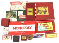An assortment of vintage children's games. Including a boxed Meccano no.5 part set, dominoes etc