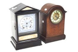 Two early 20th century wooden cased mantle clocks.