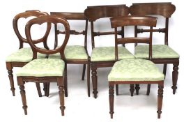 Six late 19th century mahogany framed chairs.