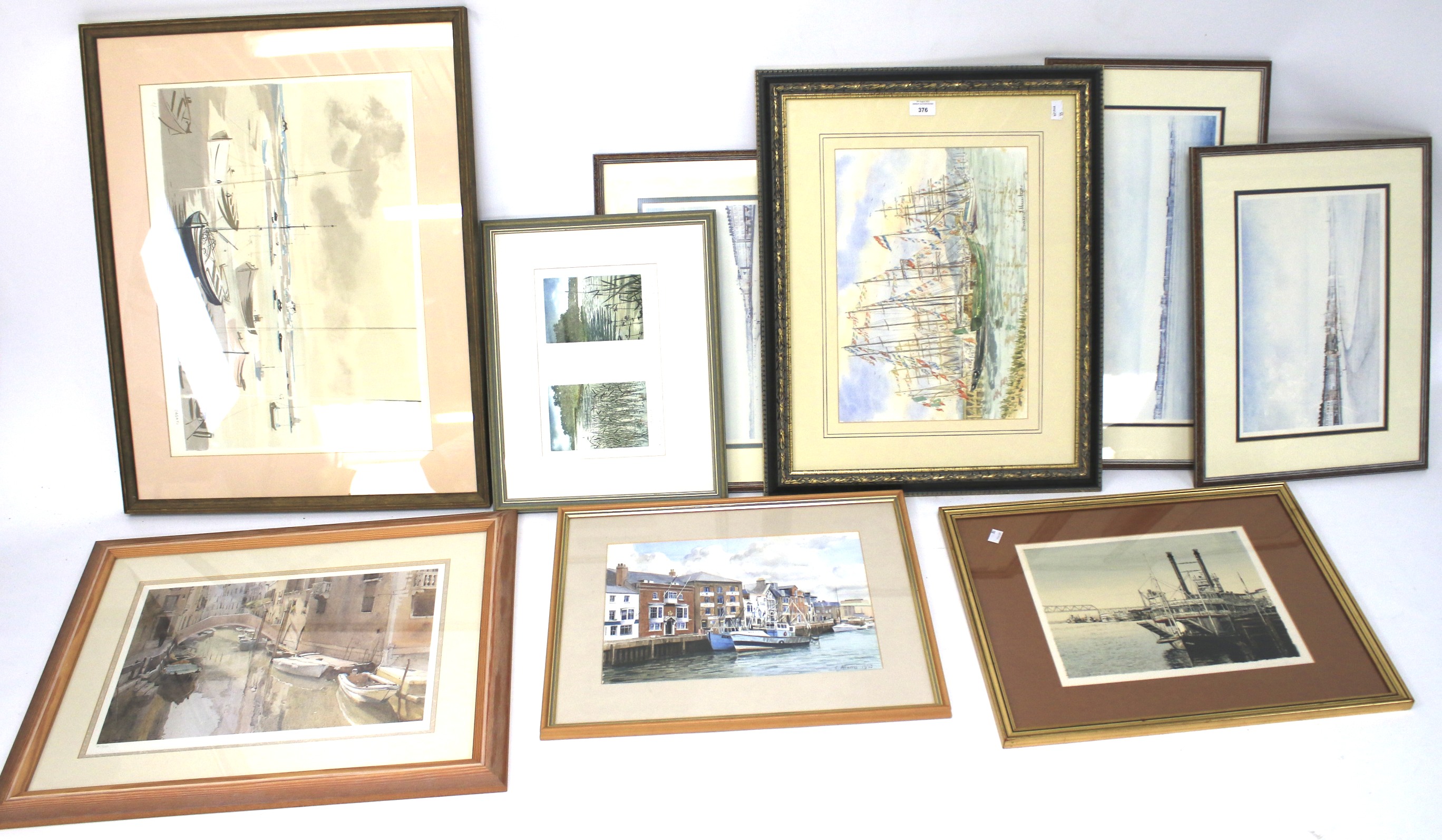 A group of maritime limited edition prints and watercolours.