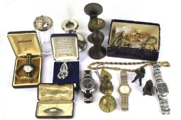 Assorted costume jewellery and silver.