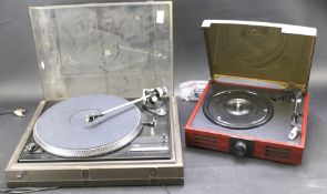 Two turntables including a Dual 505 belt drive and a Chinese example