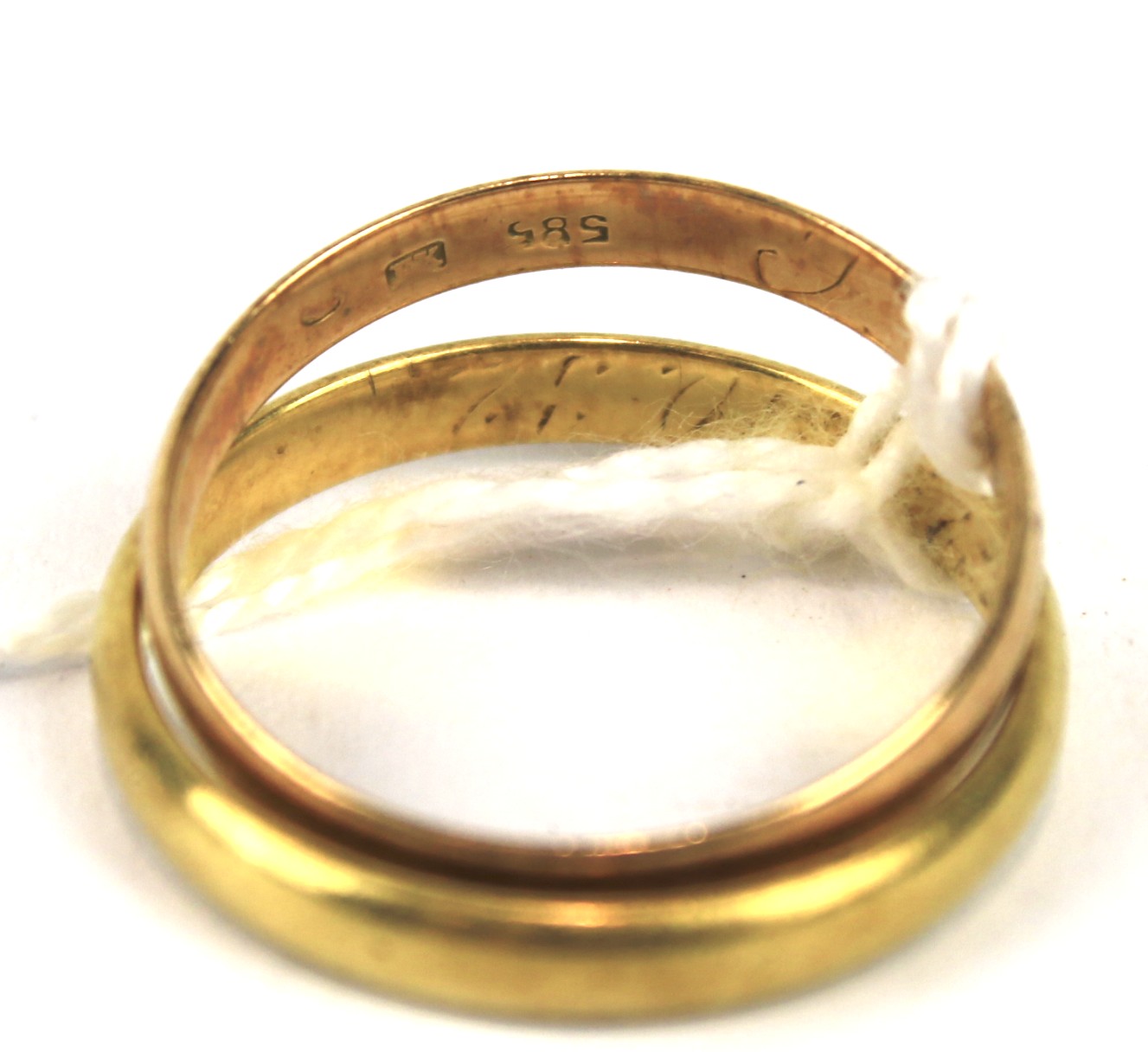 Two yellow metal wedding bands. - Image 2 of 2