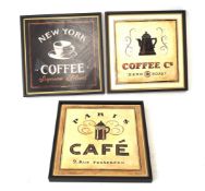 Three contemporary cafe style signs.