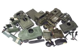 A comprehensive collection of Action Man vehicles. Including jeeps, motorbikes tanks and lorries.