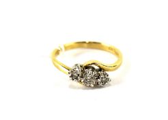 A 9ct yellow gold diamond set ladies dress ring.